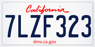 CA license plate 7LZF323