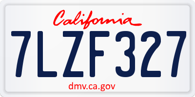 CA license plate 7LZF327