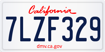 CA license plate 7LZF329