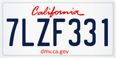 CA license plate 7LZF331