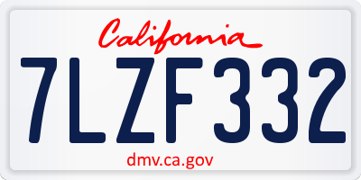 CA license plate 7LZF332