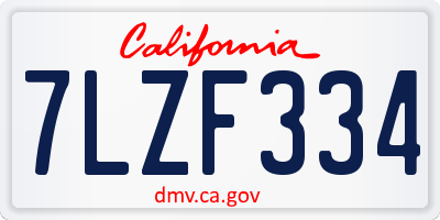 CA license plate 7LZF334