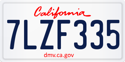 CA license plate 7LZF335