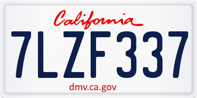CA license plate 7LZF337