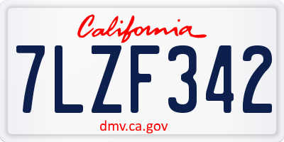 CA license plate 7LZF342