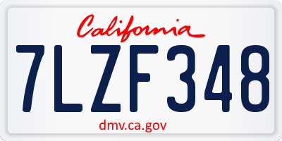 CA license plate 7LZF348