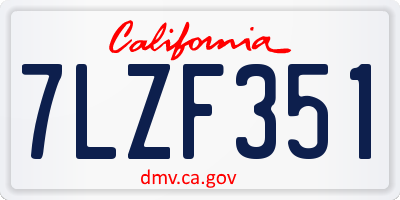 CA license plate 7LZF351