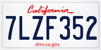 CA license plate 7LZF352