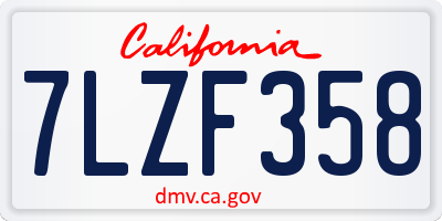 CA license plate 7LZF358