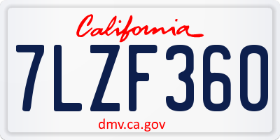 CA license plate 7LZF360