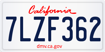 CA license plate 7LZF362