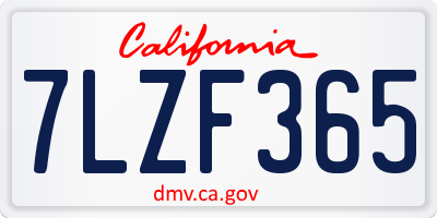 CA license plate 7LZF365