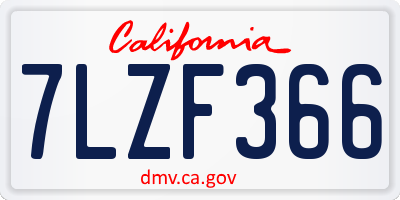 CA license plate 7LZF366