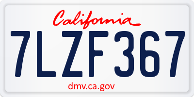 CA license plate 7LZF367