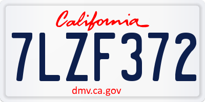CA license plate 7LZF372