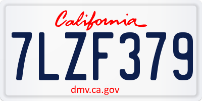 CA license plate 7LZF379