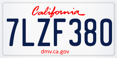 CA license plate 7LZF380
