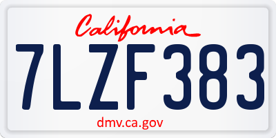 CA license plate 7LZF383