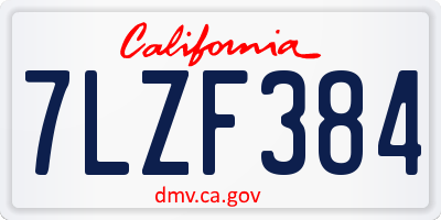 CA license plate 7LZF384