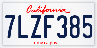 CA license plate 7LZF385