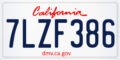 CA license plate 7LZF386
