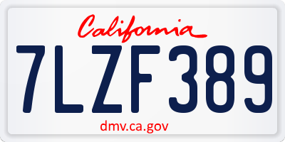 CA license plate 7LZF389