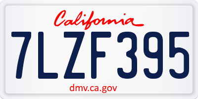 CA license plate 7LZF395