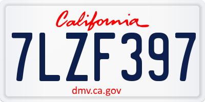 CA license plate 7LZF397