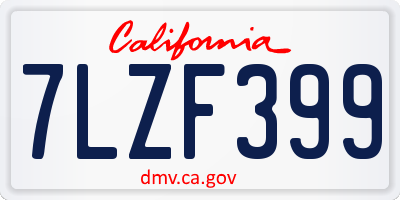 CA license plate 7LZF399