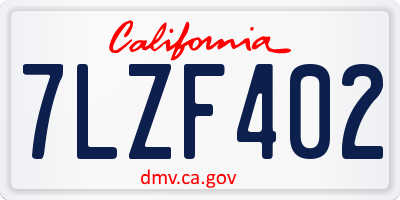 CA license plate 7LZF402