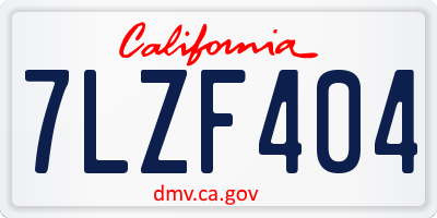 CA license plate 7LZF404