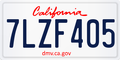 CA license plate 7LZF405