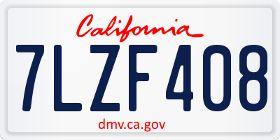 CA license plate 7LZF408