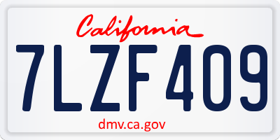 CA license plate 7LZF409