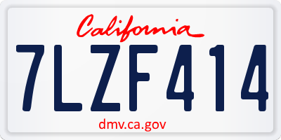 CA license plate 7LZF414