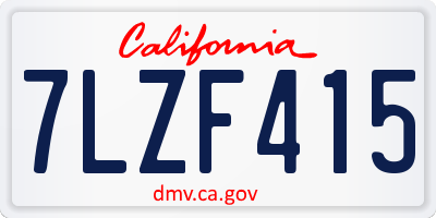 CA license plate 7LZF415