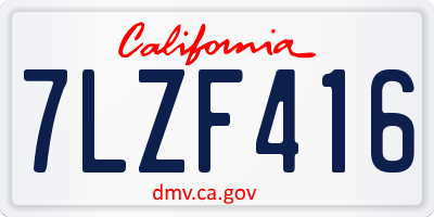 CA license plate 7LZF416