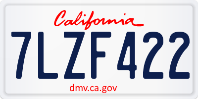 CA license plate 7LZF422