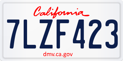 CA license plate 7LZF423