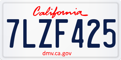 CA license plate 7LZF425