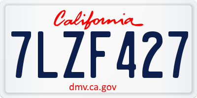 CA license plate 7LZF427