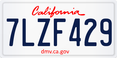 CA license plate 7LZF429