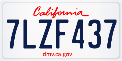 CA license plate 7LZF437