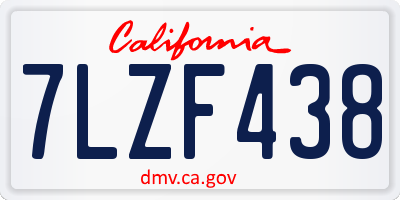 CA license plate 7LZF438