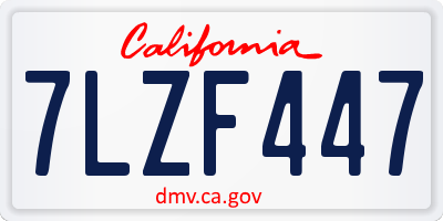 CA license plate 7LZF447