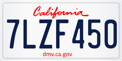 CA license plate 7LZF450