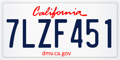 CA license plate 7LZF451