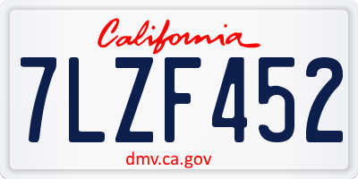 CA license plate 7LZF452