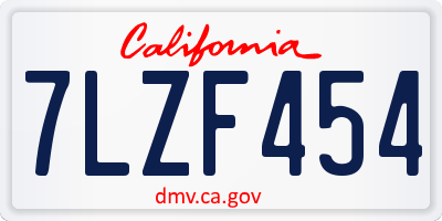CA license plate 7LZF454