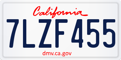 CA license plate 7LZF455